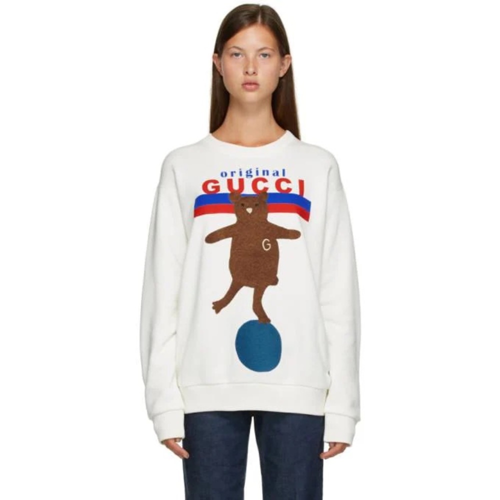 GUCCI OFF-WHITE ORIGINAL GUCCI BEAR ON BALL SWEATER SWEATSHIRT